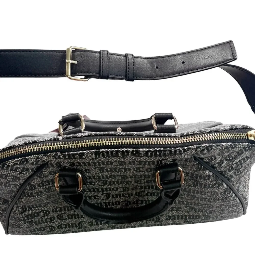 Juicy Couture Eastside Westside Satchel Black Beige Logo Crossbody Bag NWT